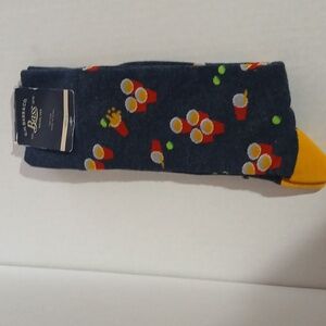 G H  Bass and Co Men Denim Soda and French Fries theme novelty Socks nwt